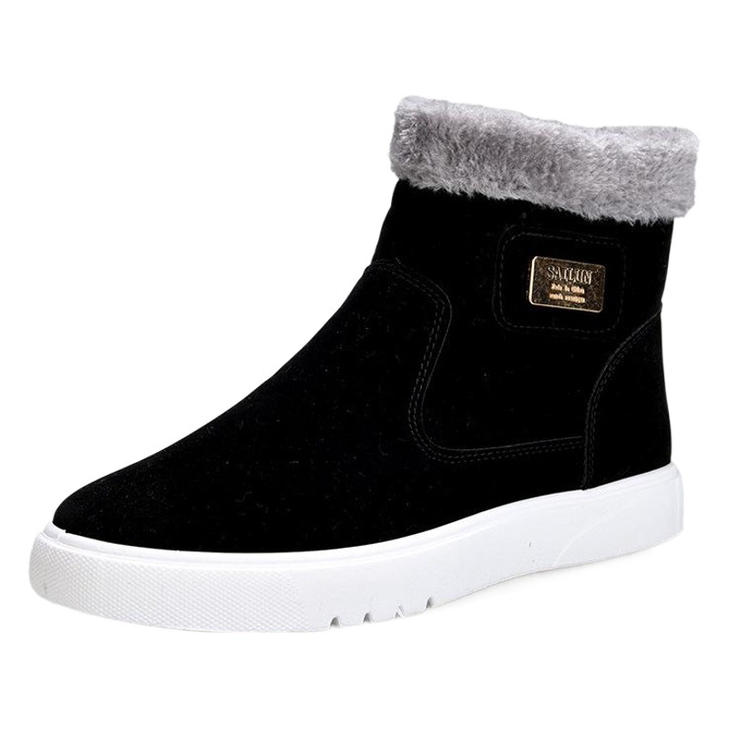 Winter Snow Boots Men's Short Boots High-top Men's Shoes Cotton Shoes Thickened Fleece-lined Warm Cotton Boots Middle-top Martin Men's Boots