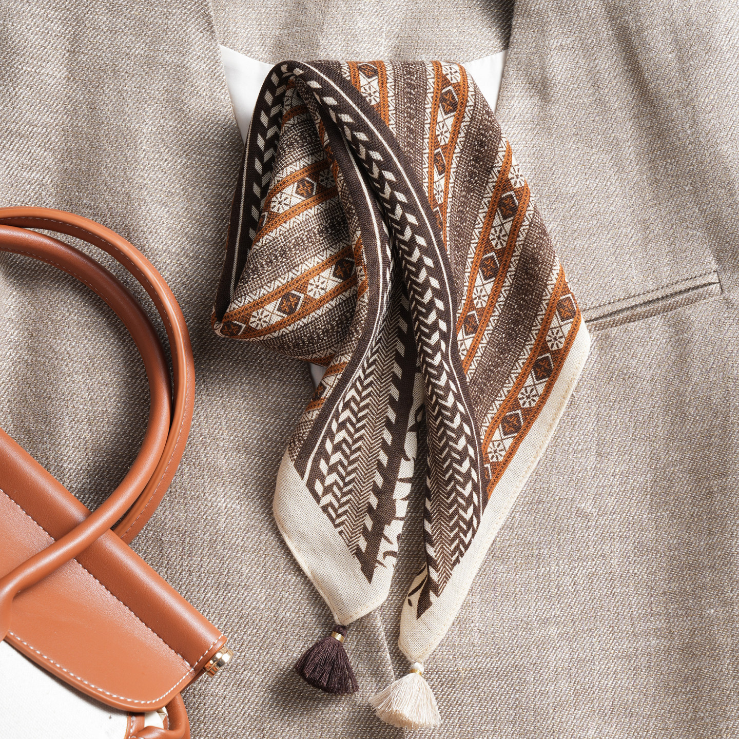 Double-sided ethnic retro velvet handkerchief