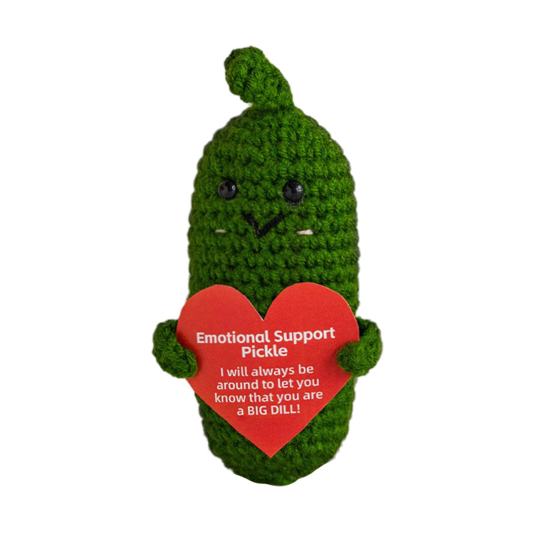 Amazon transfronterizo nuevo lindo energía positiva emocional pepino pepinillo muñeca hecha a mano de punto regalo creativo en stock