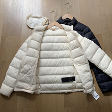 出口欧洲轻薄羽绒服90白鸭绒女式立领外套外贸拉链隐形口袋