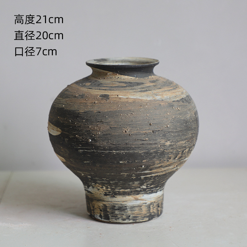 Color de la tierra Jingdezhen vasos de cerámica retrógrado hotel artesanal nórdico alojamiento residencial floral silenciosa decoración cerámica rugosa
