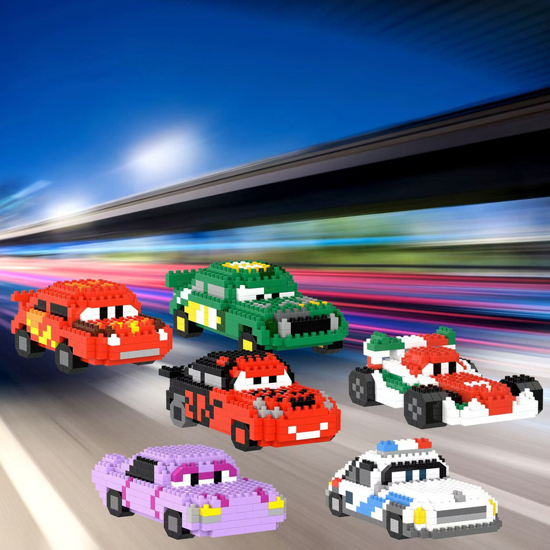Micro-Particle Children's Building Blocks Cars Lightning Mcqueen Racing Toy Student Gift Wholesale