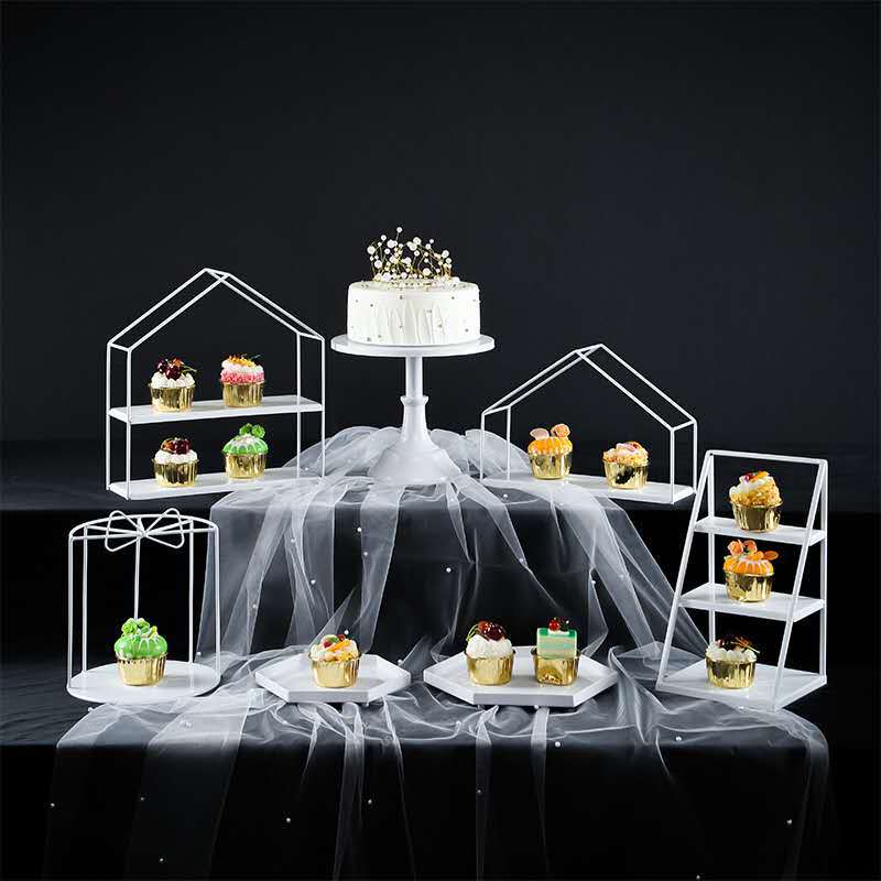 De estilo europeo té de la tarde de hierro estante de postre de la boda mesa de postre jaula de pájaros decoración taza soporte de la torta de múltiples capas de pastelería Occidental image 13