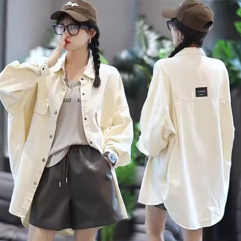 欧货韩版衬衫女中长款外套2025秋季复古港风宽松休闲小个子上衣