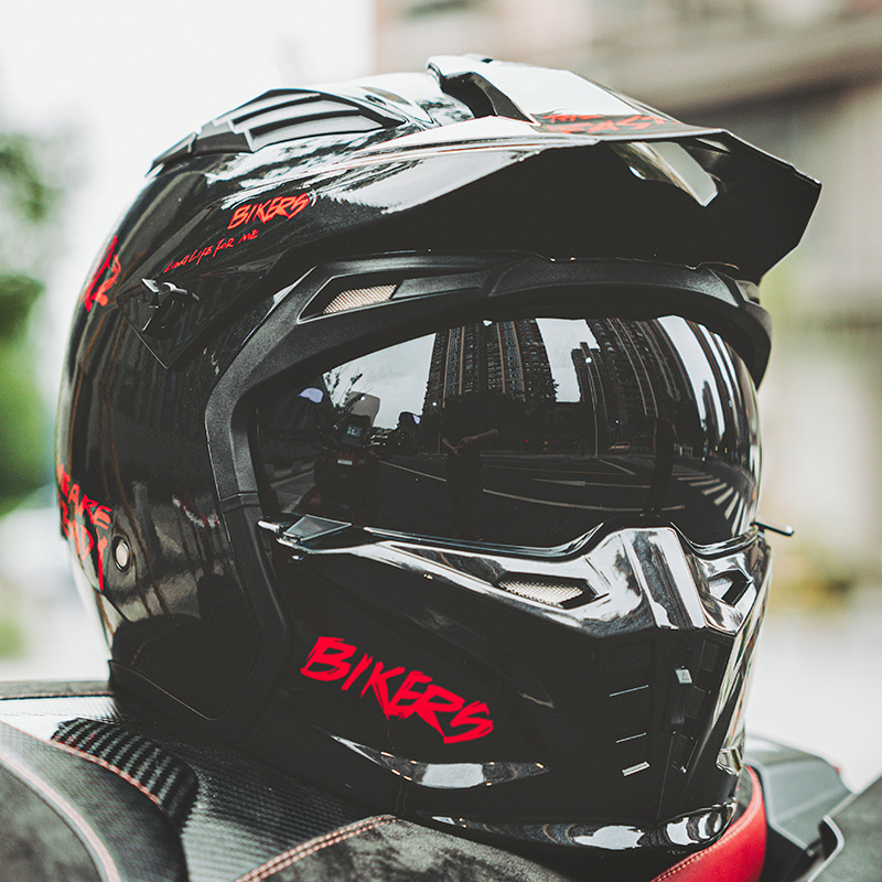 Orz Motorcycle Helmets for Men - Summer Retro Combo Set - Full Face and Half Face Retro Helmets - Detachable Combo Set