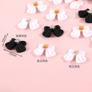 Classic little red book manicure resin Diamond large small size bow tie two-color exquisite DIY nail drill
