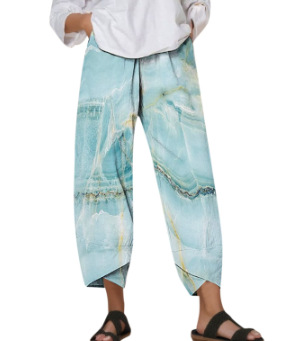 Lino de bambú 2023 nueva primavera suelta moda Impresión digital directa la fábrica pantalones casuales verano