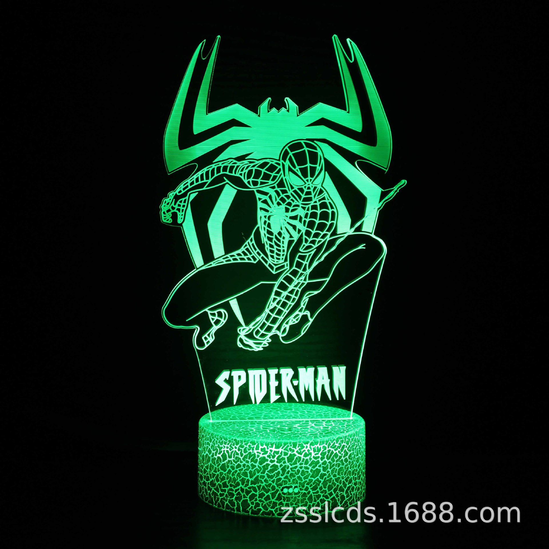 Cruz-frontera Spider-Man serie 3D noche luz creativa USB plug-in colorido noche luz al por mayor LED lámpara de mesa de regalo