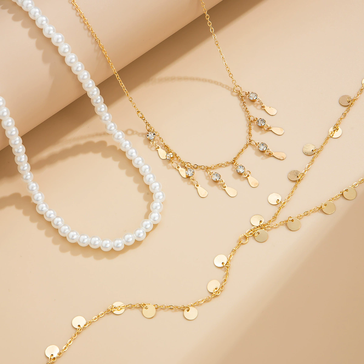 Brand fashionable metal necklace from pearl, chain, European style