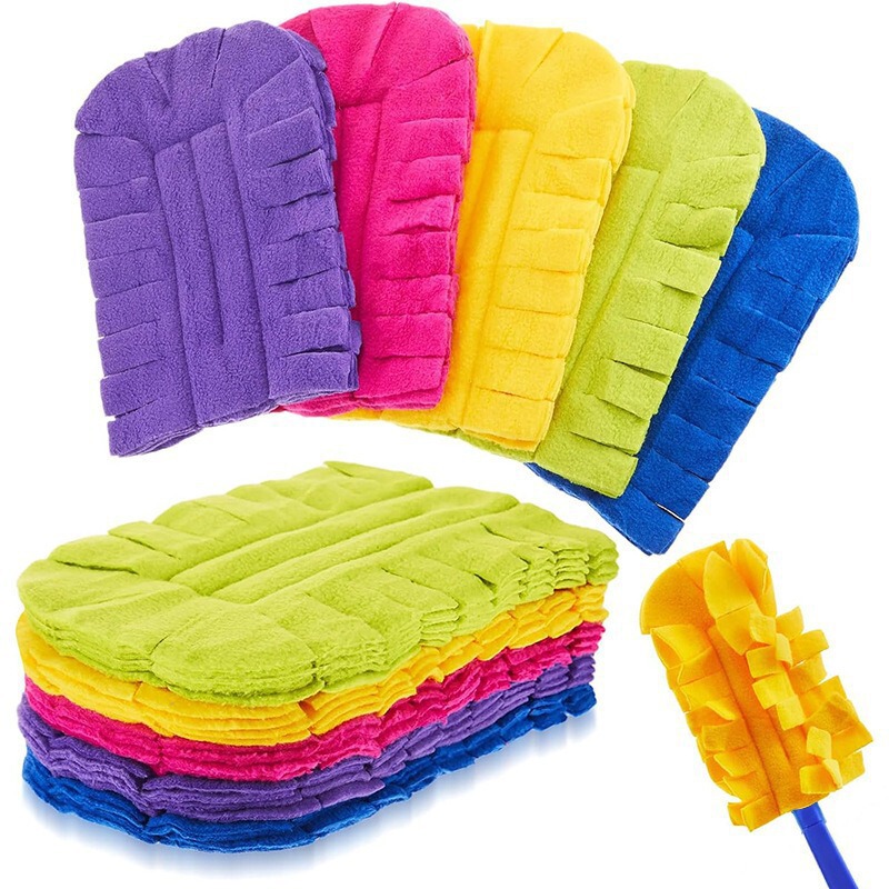Dust duster made of fleece with 360-degree rotation, Swiffer cleaning duster, ultra-fine fiber dry and wet dust removal accessory with handle