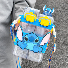 Disney Children's Double Cup Storage Cup, Square Shape, Straw and Sip Dual Use, Cute Cartoon Design, Summer Cup