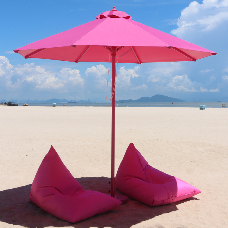 Cross-Border Outdoor Parasol Seaside Beach Umbrella Rose Red Sun Umbrella Hotel Courtyard Internet Celebrity Center Column Umbrella Advertising Umbrella