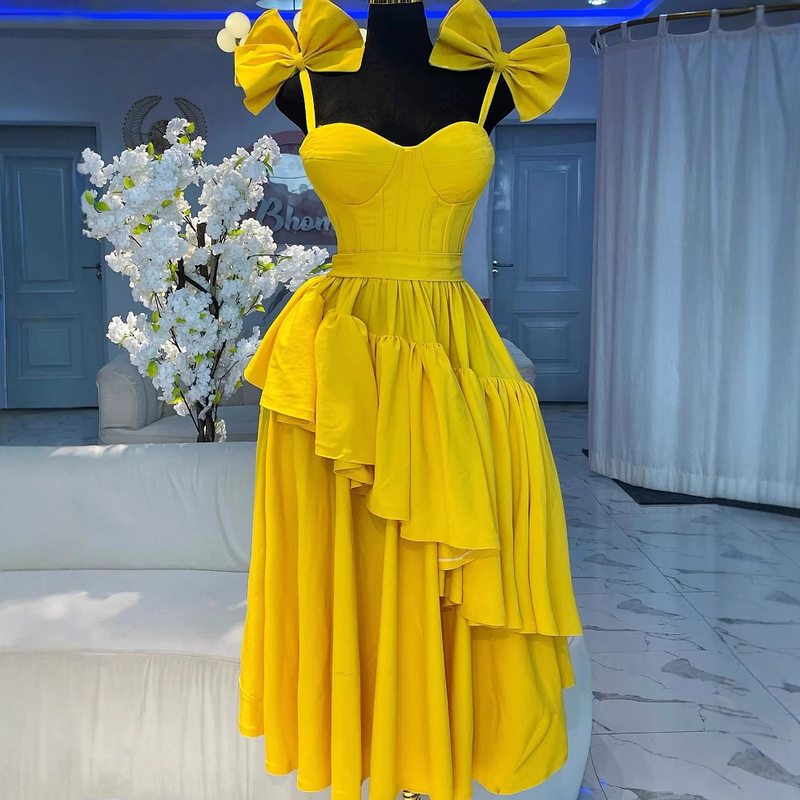 Cross-border source fashion waist sling strap bow sexy dress African women's clothing