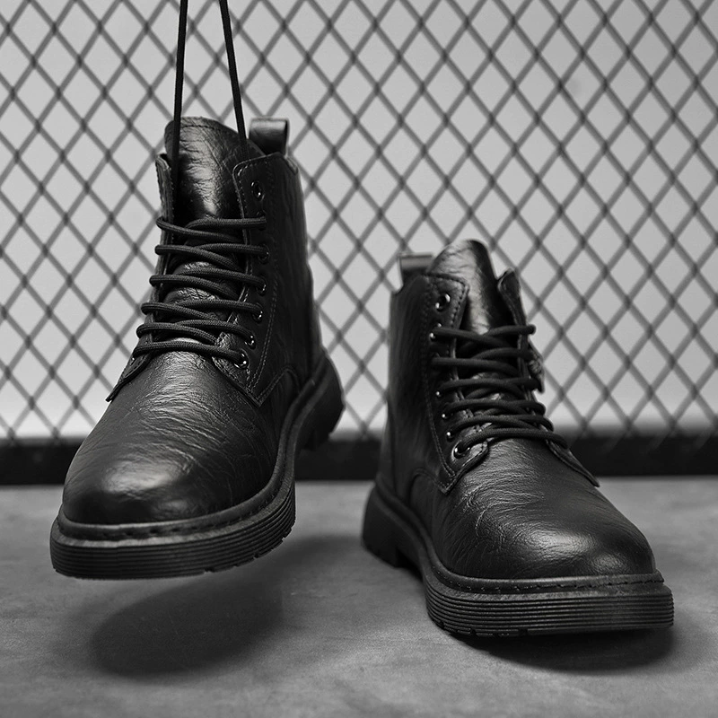 Ботинки Martin, мужские новые осенние британские винтажные рабочие ботинки с боковой молнией, повседневная мужская кожаная обувь, повышающая обувь