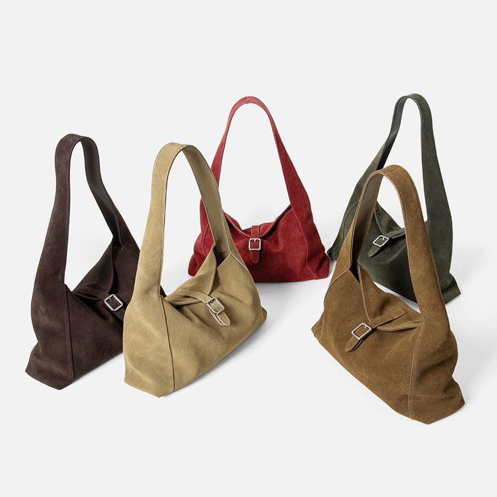 Frosted Cowhide Luxury Women's Shoulder Bag - Genuine Leather Underarm Commuter Bag, Crossbody Tote, Large Capacity - Thumbnail 4