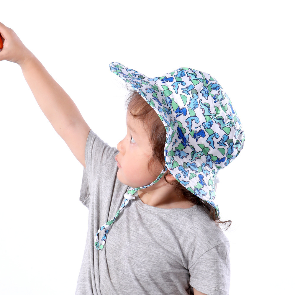 Amazon cross-border baby boys and girls breathable basin hat beach hat adjustable elastic hat windproof sunscreen fisherman hat