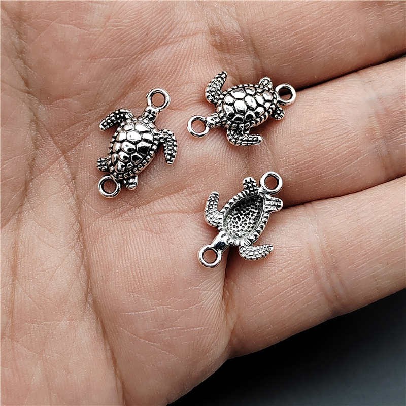 100 Pcs/package Cute Tortoise Zinc Alloy Plating Pendant Jewelry Accessories display picture 3