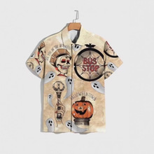 男万圣节南瓜鬼衬衫3D打印酷派对衬衫嘻哈男士服装夏威夷短袖衬衫