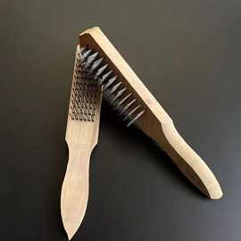 不锈钢金属打磨木柄钢丝刷鱼鳞刷木柄刷子