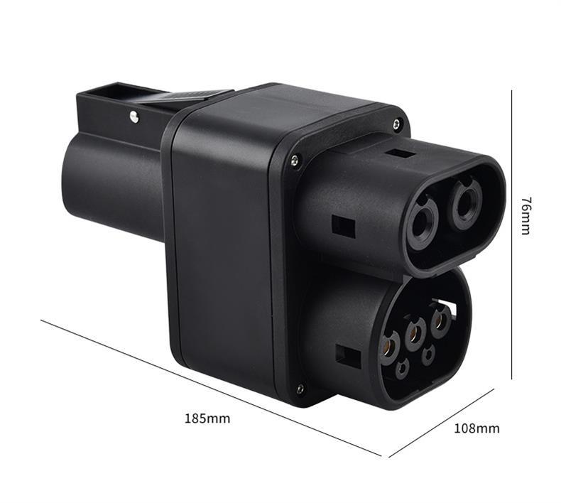 Waterproof and dustproof DC adapter for electric vehicle charging stations, converting NACS to CCS2
