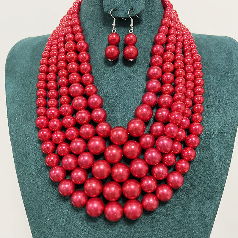 150g Weight Earrings, Necklace Classification 1 Set Quantity Banquet, Cocktail Party Occasion Imitation Pearl Material Pearl Pattern Women's Gender Round Design Glam, Exaggerated Style Glam Exaggerated Pearl Imitation Pearl Round Women's Earrings Necklace 1
