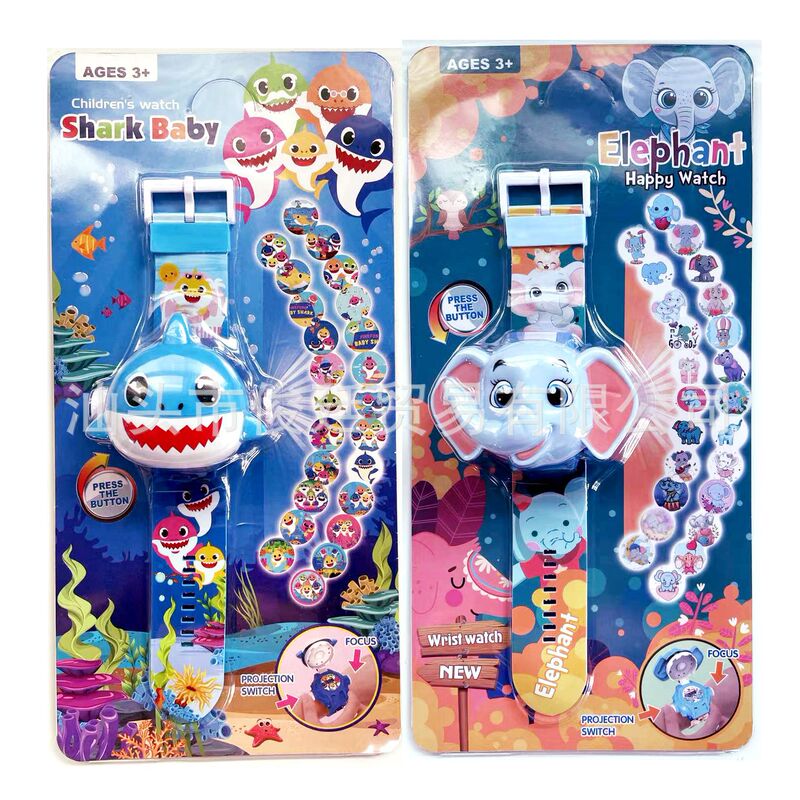 Cross-border Cartoon Shark Projection Watch 24 Best Selling Flip Watch Shake Voice Fast Hand Online Red Explosions