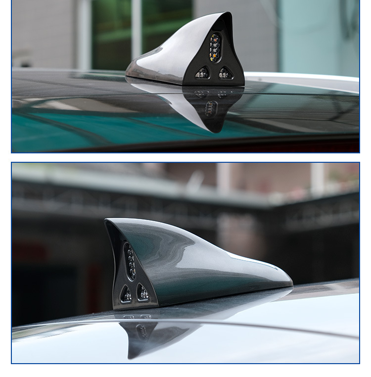 Shark Fin Solar Strobe Light Car Universal Roof Anti-Rear Collision Strong Magnetic Model 18 Lights Modified for Decoration