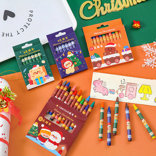 Christmas crayon 8-color 12-color crayon set children's graffiti painting pen art oil pastel Christmas small gift