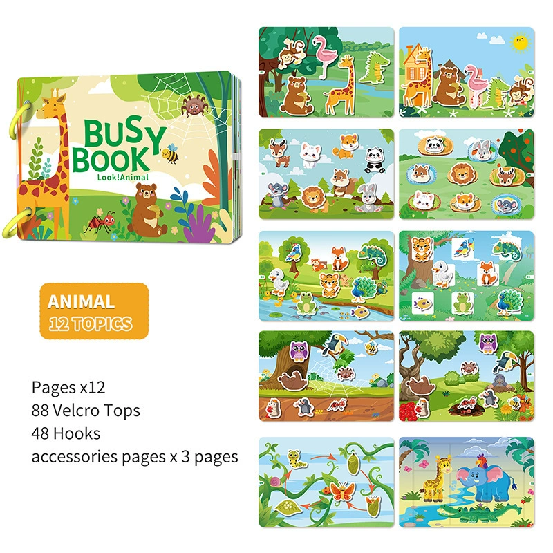 Умная книга (Busy Book) — тихая книга, прочный на разрывы набор наклеек-пазл для малышей, несколько тем
