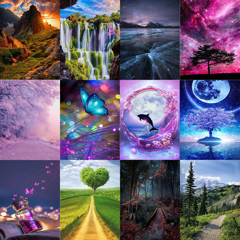 DIY Diamond Painting Landscape Flower Handmade Diamond Sticker 5d Home Living Room Bedroom Decorative Painting Hanging Painting