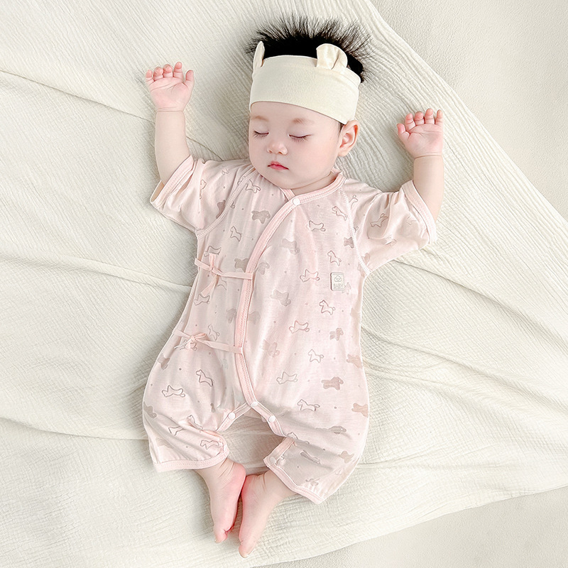 Baby Jumper de verano bebé delgado monje de manga corta para salir con ropa de verano para niños pequeños pijamas ropa de recién nacidos