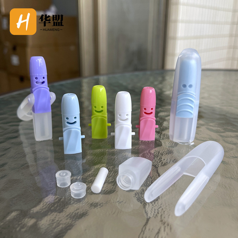 回転式スマイリーフェイスタイ式鼻通容器 二重用途鼻通空ボトル（綿棒付き） エッセンシャルオイル鼻通チューブ化粧品容器|undefined