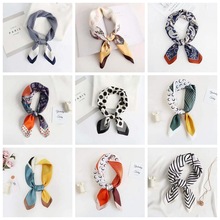 新款丝巾批发 70*70印花小方巾女士仿真丝长条丝巾领巾发带装饰