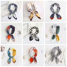 新款丝巾批发 70*70印花小方巾女士仿真丝长条丝巾领巾发带装饰