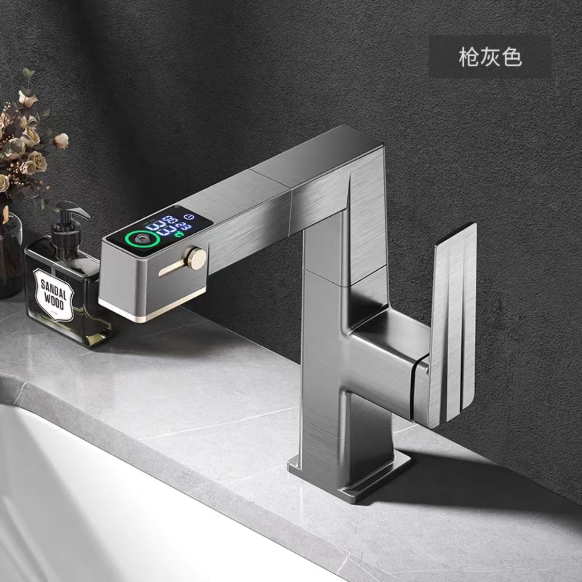 Grifo de lavabo con pantalla digital, giratorio 720 grados, extraíble, para baño, con agua fría y caliente, de doble uso.