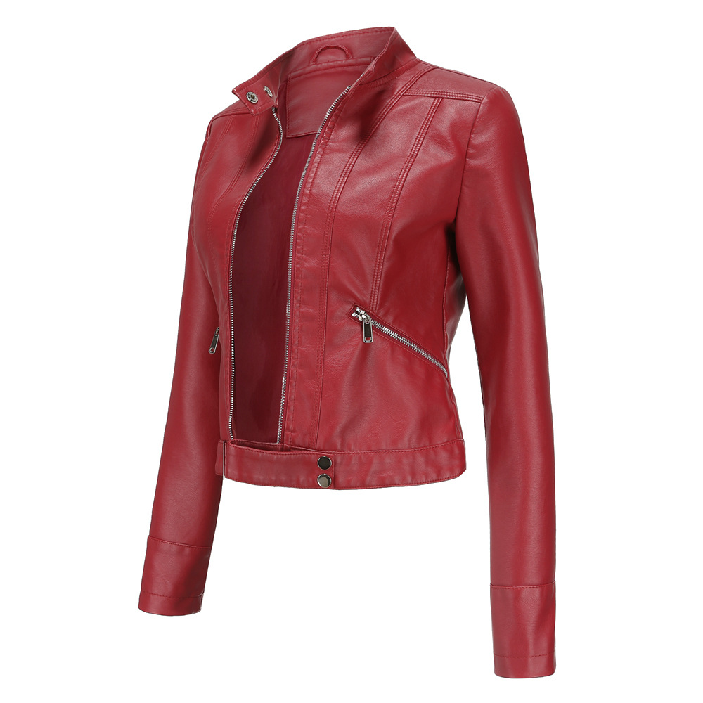 wholesale women s clothing Nihaostyles spring and autumn stand-up collar leather jacket  NSNXH67408