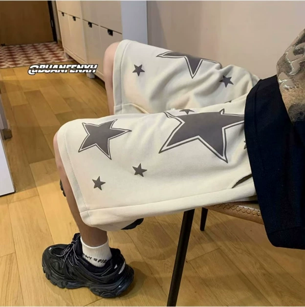 Design summer thin trend shorts for men and women, sports trousers for leisure, American style, print, trend of season, oversize