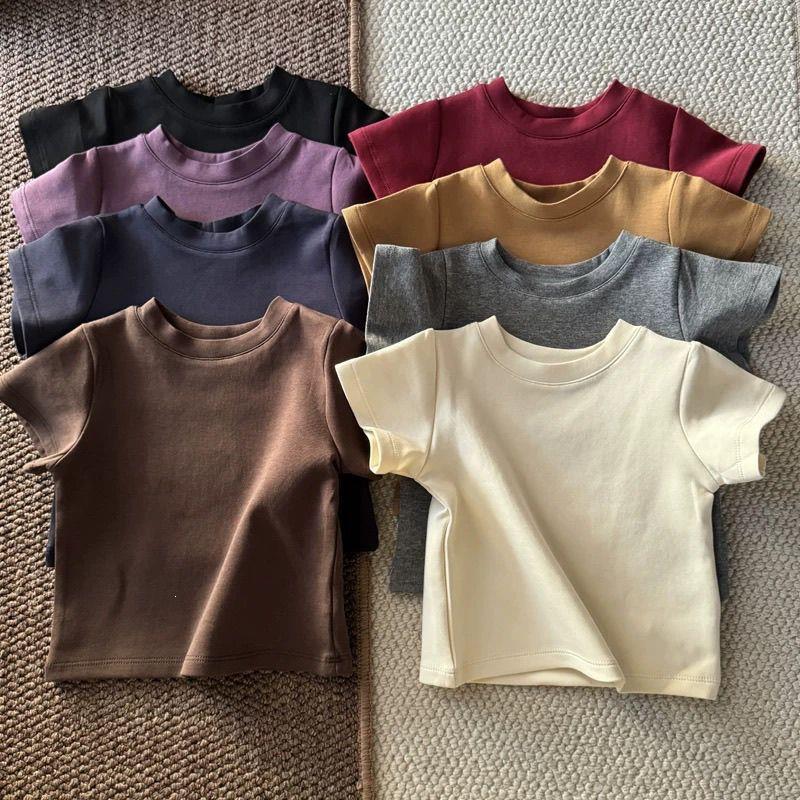 Dopamine-Colored Boys' Solid Color Short-Sleeve T-Shirt, New Summer Style, Children's Casual Versatile Baby Half-Sleeve Inner Top