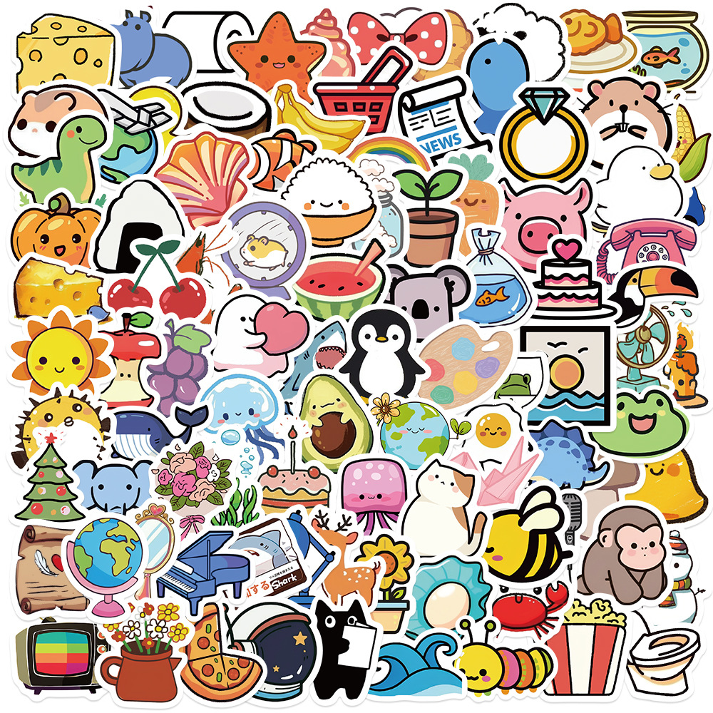 100枚小尺寸卡通Q版mini奖励贴纸笔记本手机壳电动车奶茶杯贴防水
