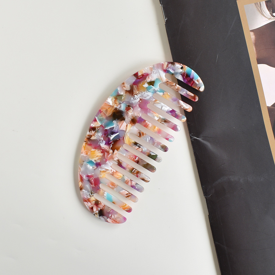 Peine del pelo popular de Europa y América Amazon transfronteriza Venta caliente Placa de acetato peine anti-estática marbling peine del pelo floral