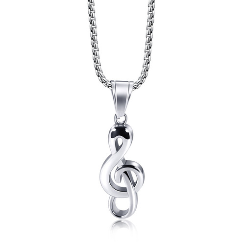 Note personalized treble clef necklace steel pendant trendy couple necklace men and women literary and artistic versatile hip-hop accessories