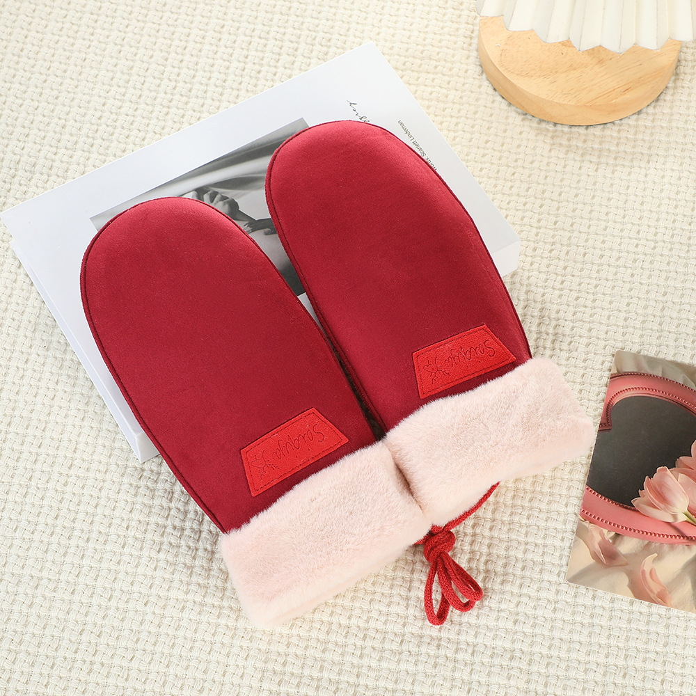 Guantes cálidos de invierno para mujeres, guantes de lana creativos para conducir vehículos eléctricos a prueba de viento con pantalla táctil de seda