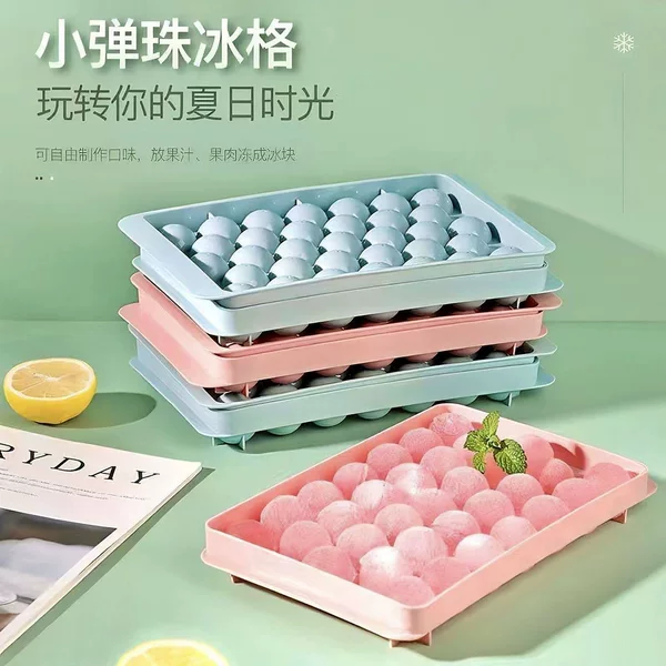 Round Ice Cube Tray with Lid, Household Plastic Ice Cube Mold, Refrigerator Ice Ball Mold, Ice Making Box, Round Ice Mold, Ice Making Box