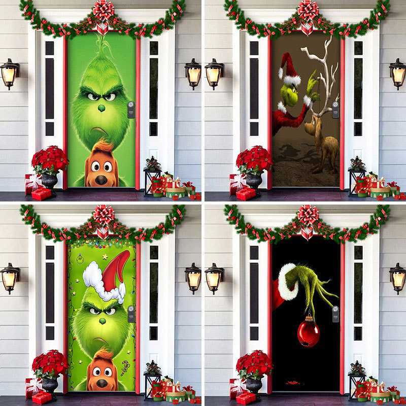 Christmas Door Cover Decoration Grimm Christmas Background Cloth Christmas Door Cover Door Hanging New Year Party Decoration Door Cover Tapestry