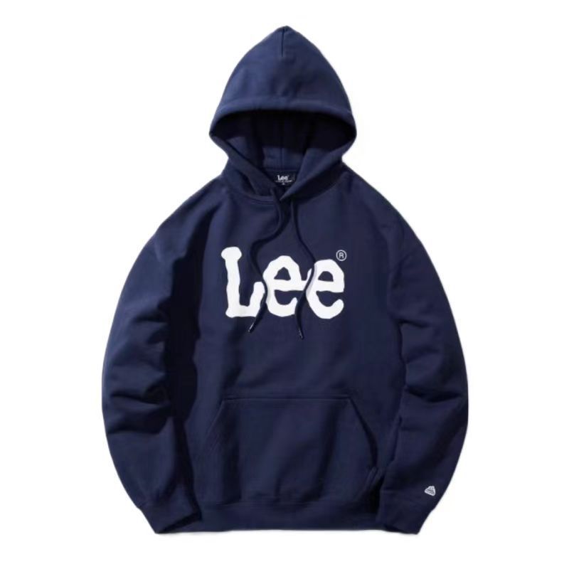 韩国潮牌lee字母印花撞色连帽宽松卫衣百搭毛圈带口袋情侣款卫衣|undefined