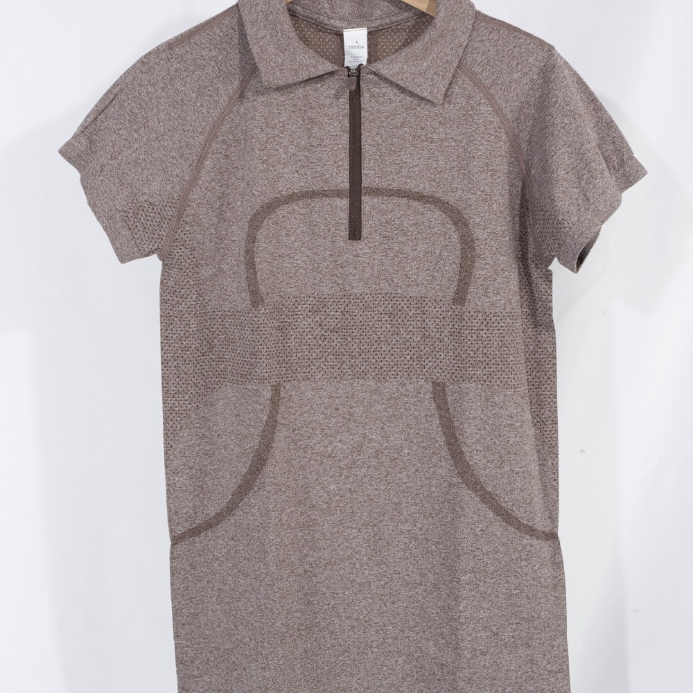 Women's Yoga Clothes Golf Half-Zip Short-Sleeved T-Shirt Sports Running Quick-Dry Clothes Lulu Swift Speed