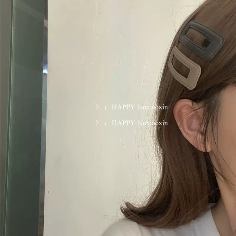 韩国东大门皮革日常逛街奶茶系发夹女夏季后脑勺刘海碎发边夹头饰