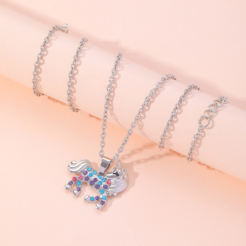 Amazon Unicorn Necklace Valentine's Day Colorful Pony Pendant
