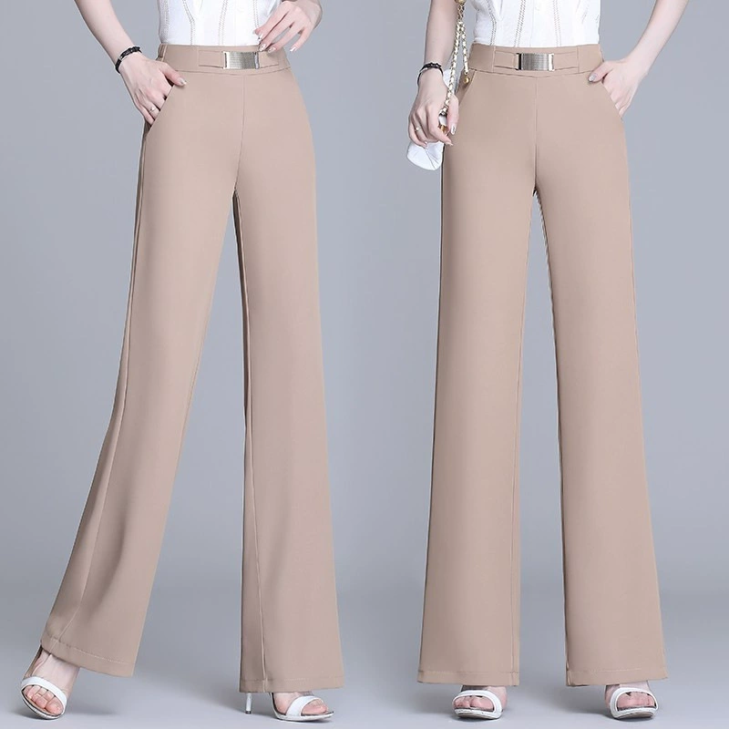 Новая модная женская летняя тонкая тонкая прямая повседневная женская одежда высокого класса брюки брюки с высокой талией