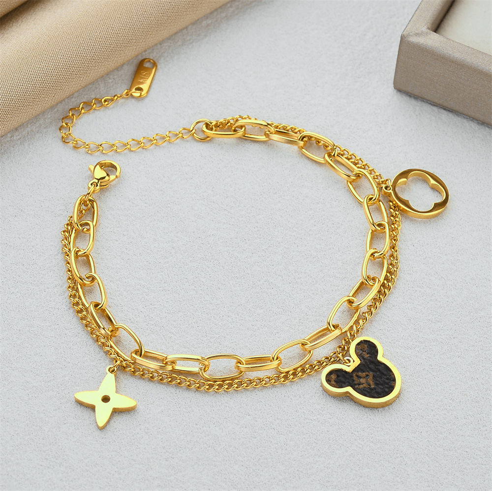 Ventas transfronterizas calientes nuevas pulseras de acero de titanio personalidad femenina de alto nivel diseño ligero de lujo moda temperamento versátil joyería de acero de titanio image 115